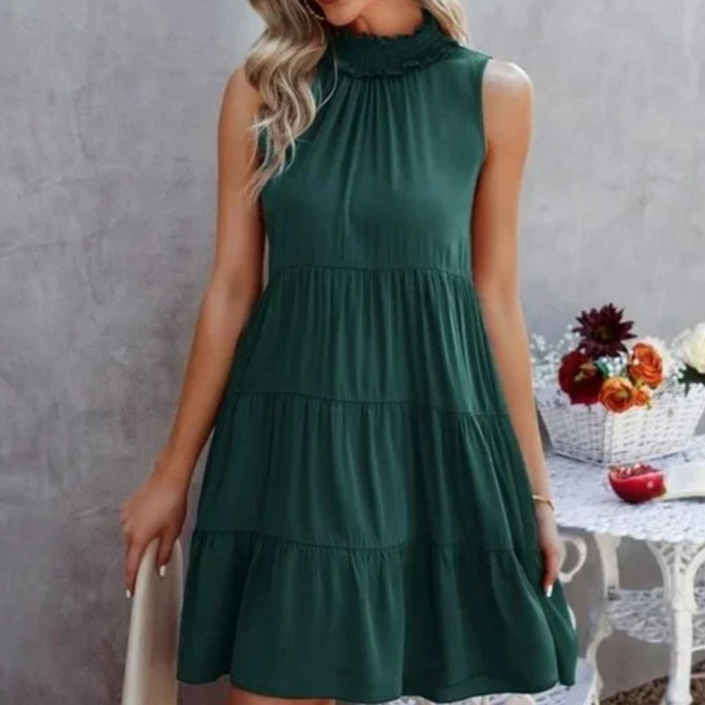 🌹 MOCK NECK TIERED TANK DRESS 🌹